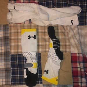 White nike long socks and curry socks